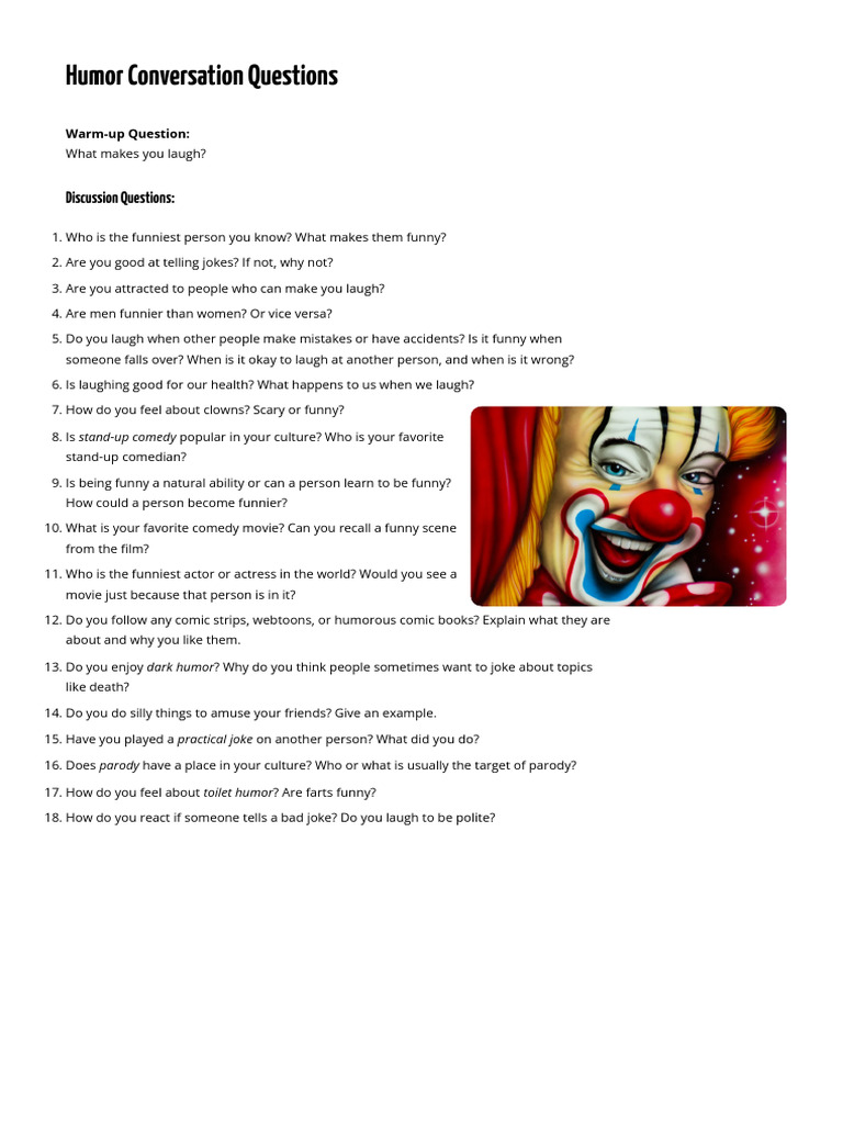 Humor Conversation Questions | PDF