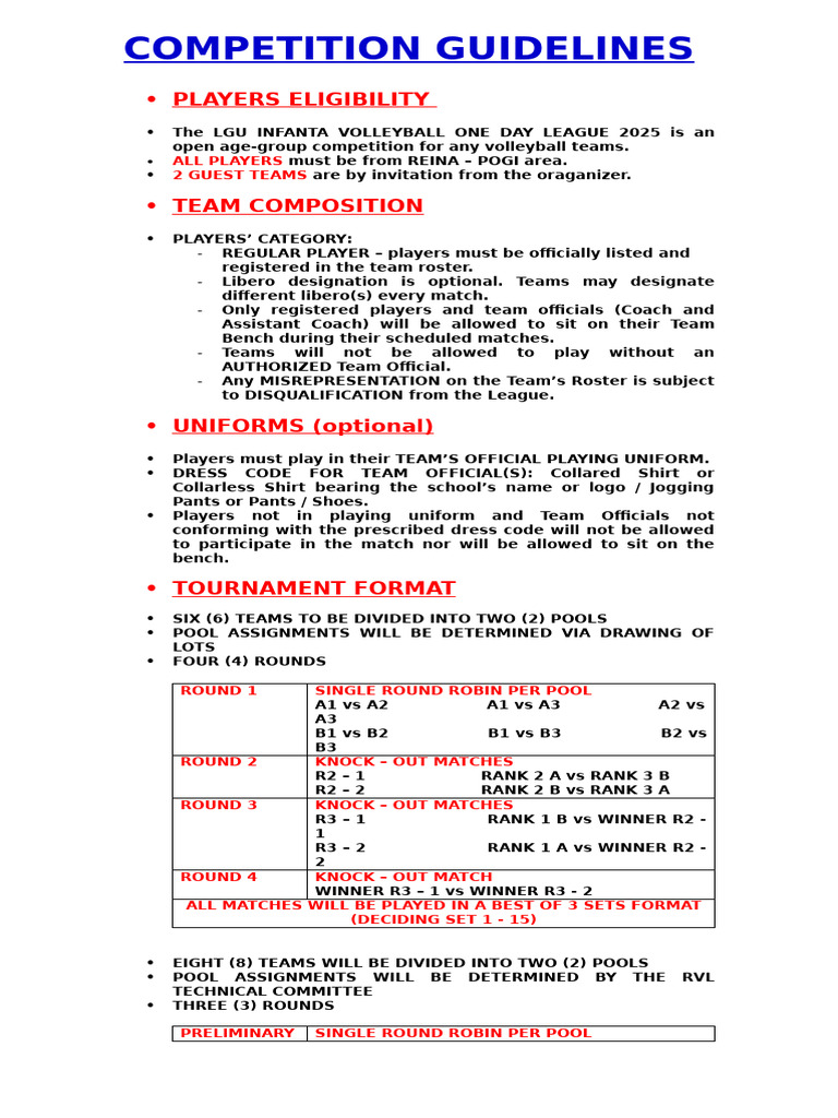 Competition Guidelines | PDF | Sports