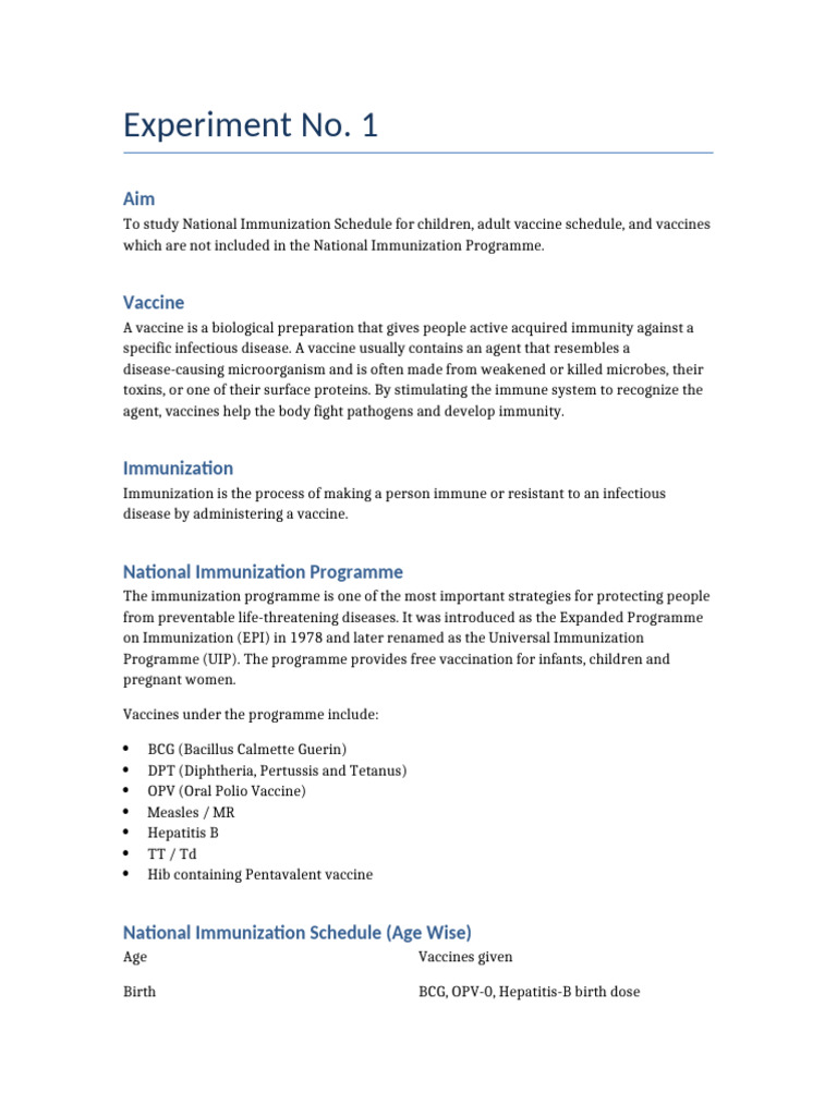 Immunization Practical Full | PDF | Vaccines | Clinical Medicine