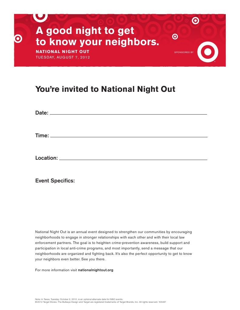 National Night Out Invitation Template | PDF | Business | Marketing