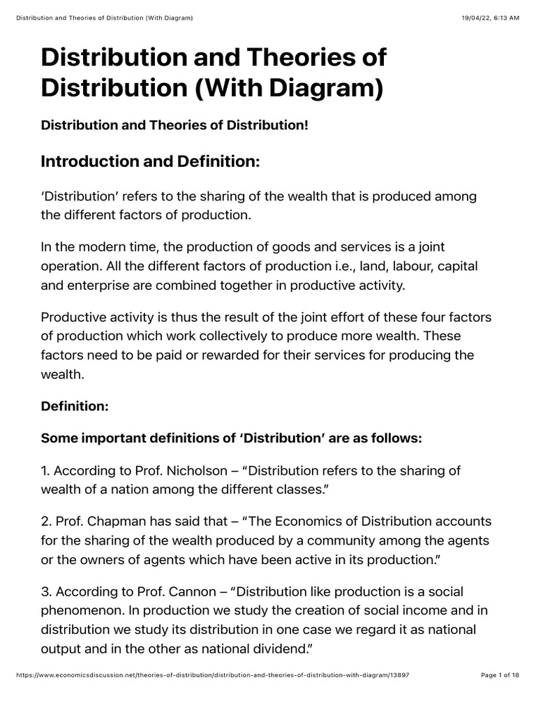 Distribution and Theories of Distribution | PDF | Demand | Labour Economics