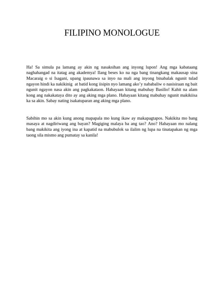 Filipino Monologue | PDF