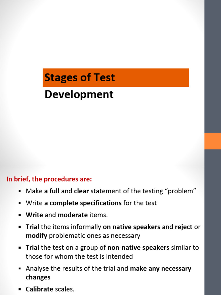 Stages of Test Development 5 | PDF | Curriculum | Multiple Choice