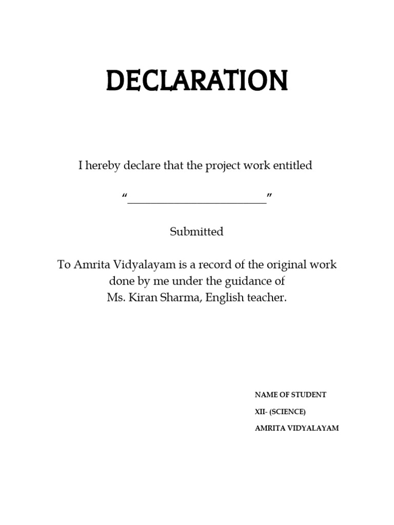 Declaration | PDF