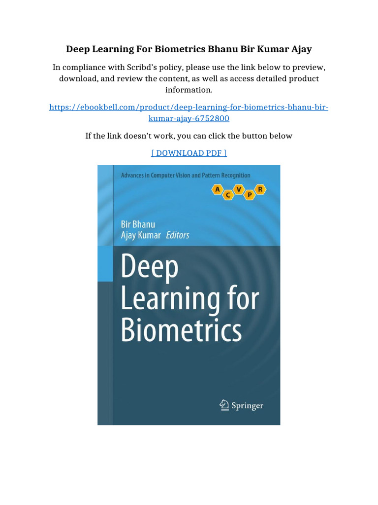 Deep Learning For Biometrics Bhanu Bir Kumar Ajay | PDF | Qr Code