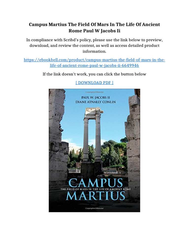 Campus Martius The Field of Mars in The Life of Ancient Rome Paul W ...