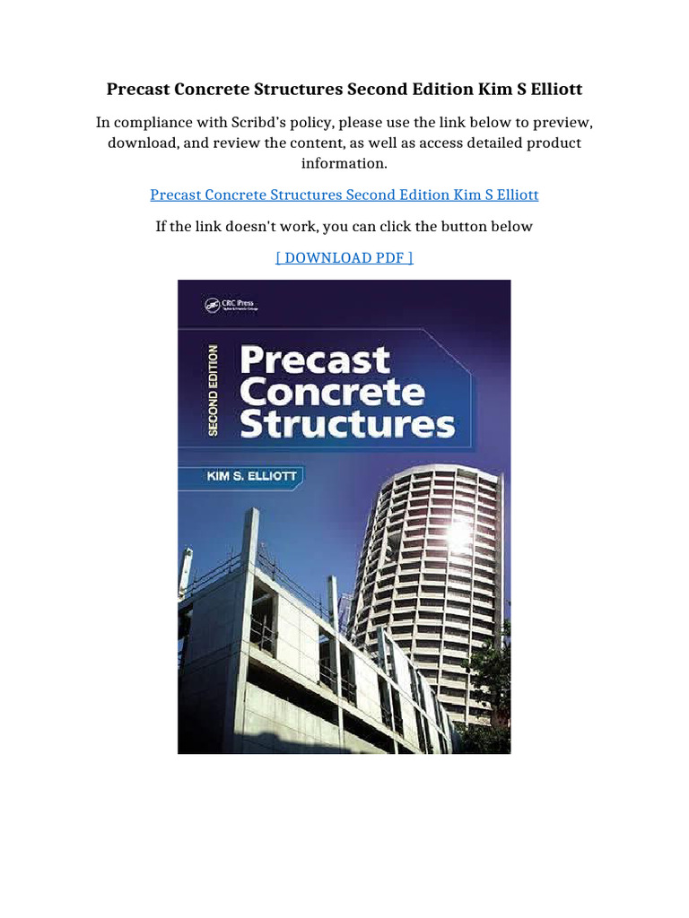 Precast Concrete Structures Second Edition Kim S Elliott | PDF