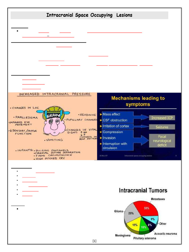 Space Occupying Lesions | PDF | Brain Tumor | Neurological Disorders
