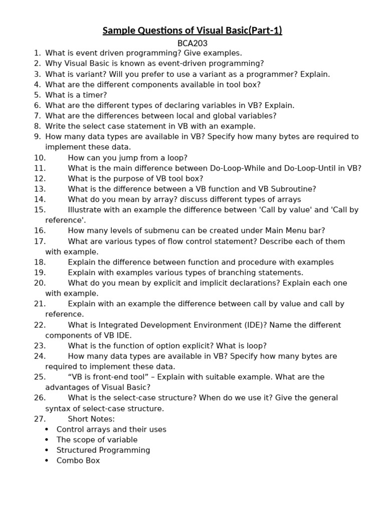 Sample Questions (Part 1) | PDF