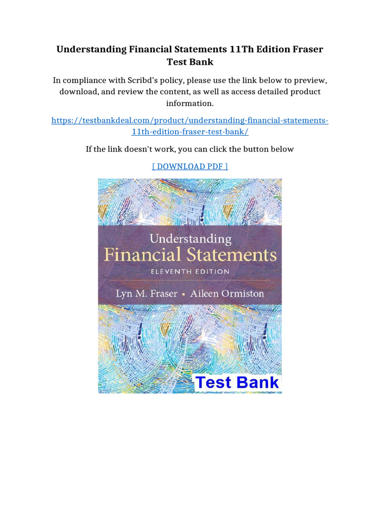 Understanding Financial Statements 11th Edition Fraser Test Bank | PDF ...