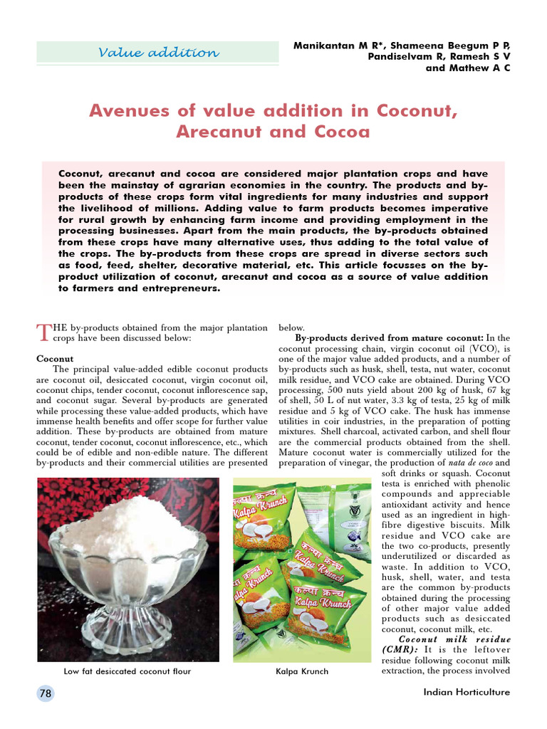 14 Avenues of Value Addition | PDF | Cocoa Bean | Coconut