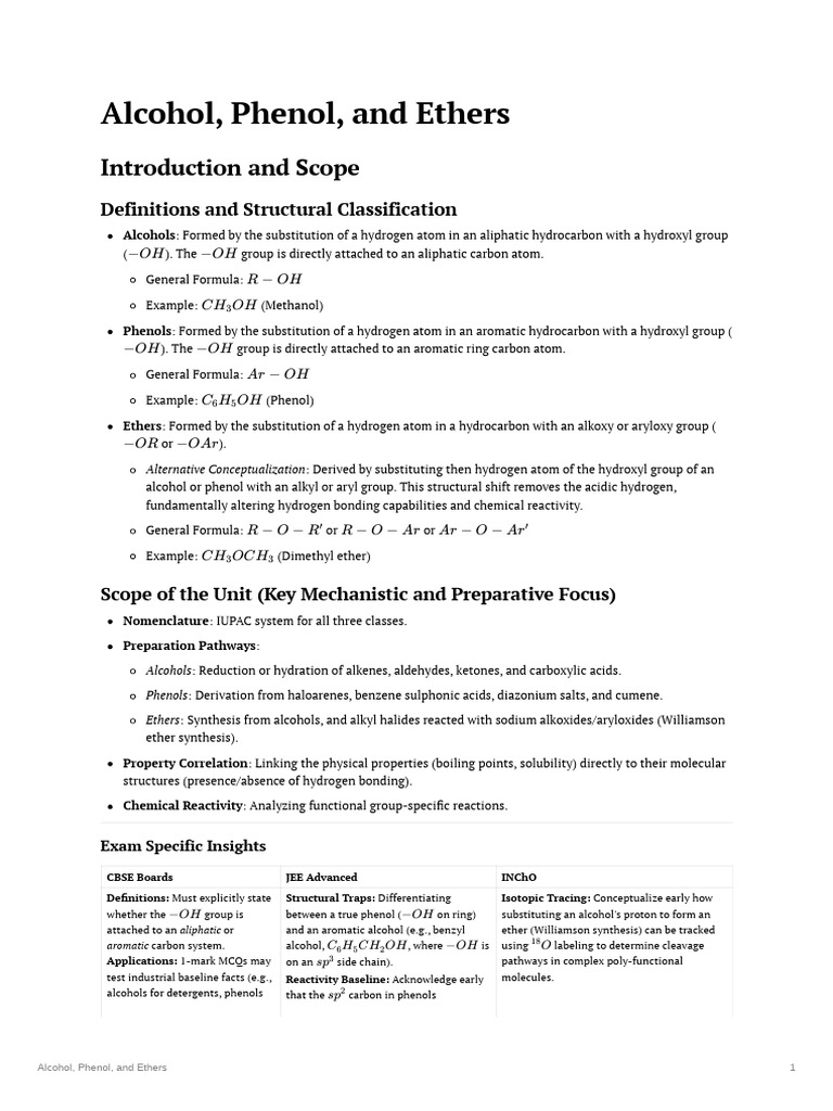 Alcohol Phenol and Ethers | PDF | Ether | Chemical Reactions
