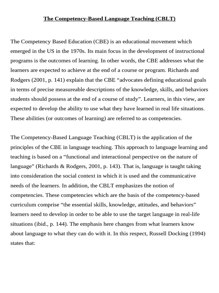Competency Based Approach | PDF | Learning | Linguistics
