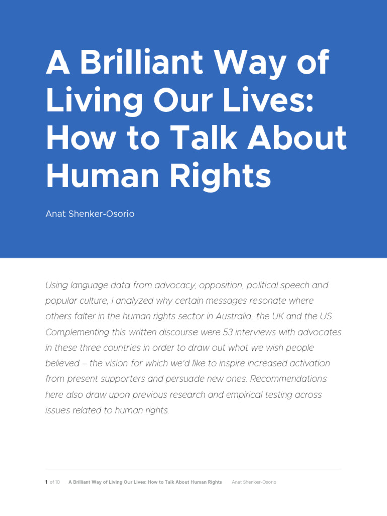 A Brilliant Way of Living Our Lives How To Talk About Human Rights | PDF