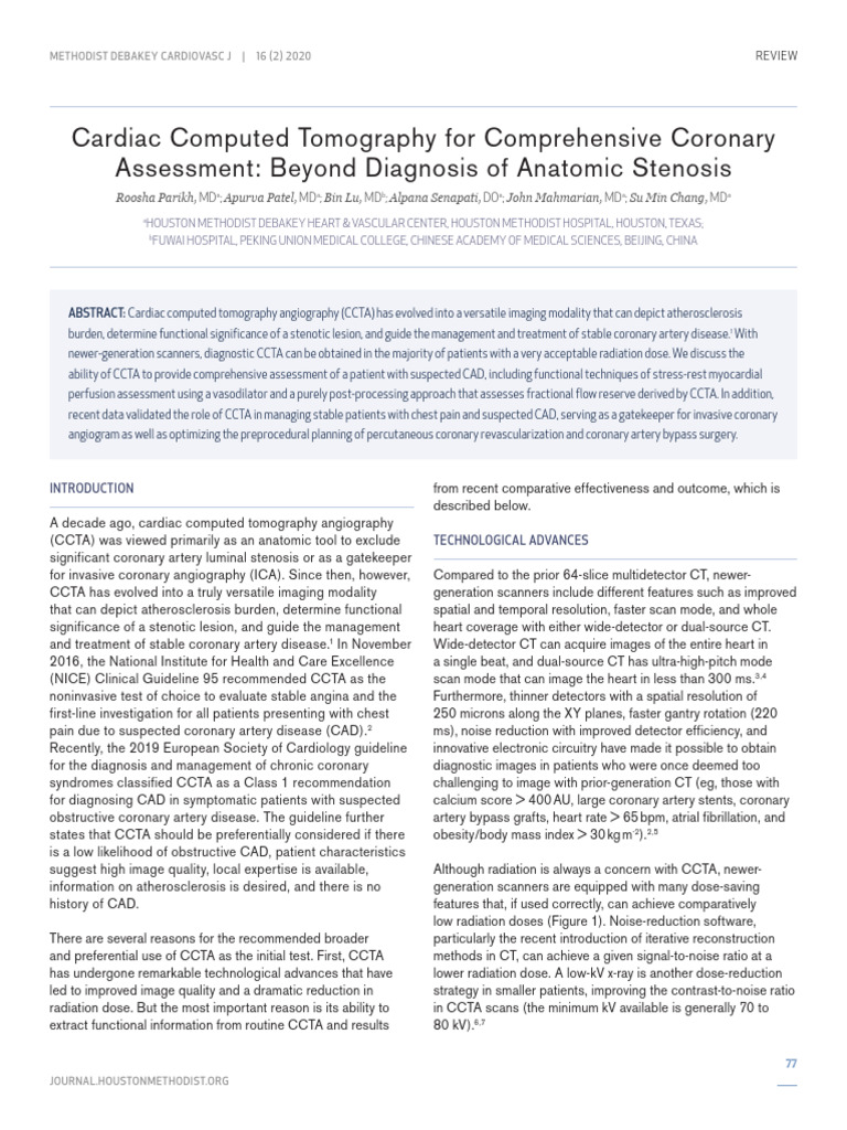 Cardiac CT For Coronary Assessment | PDF