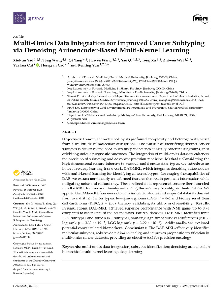 Multi-Omics Data Integration for Improved Cancer Subtyping | PDF ...