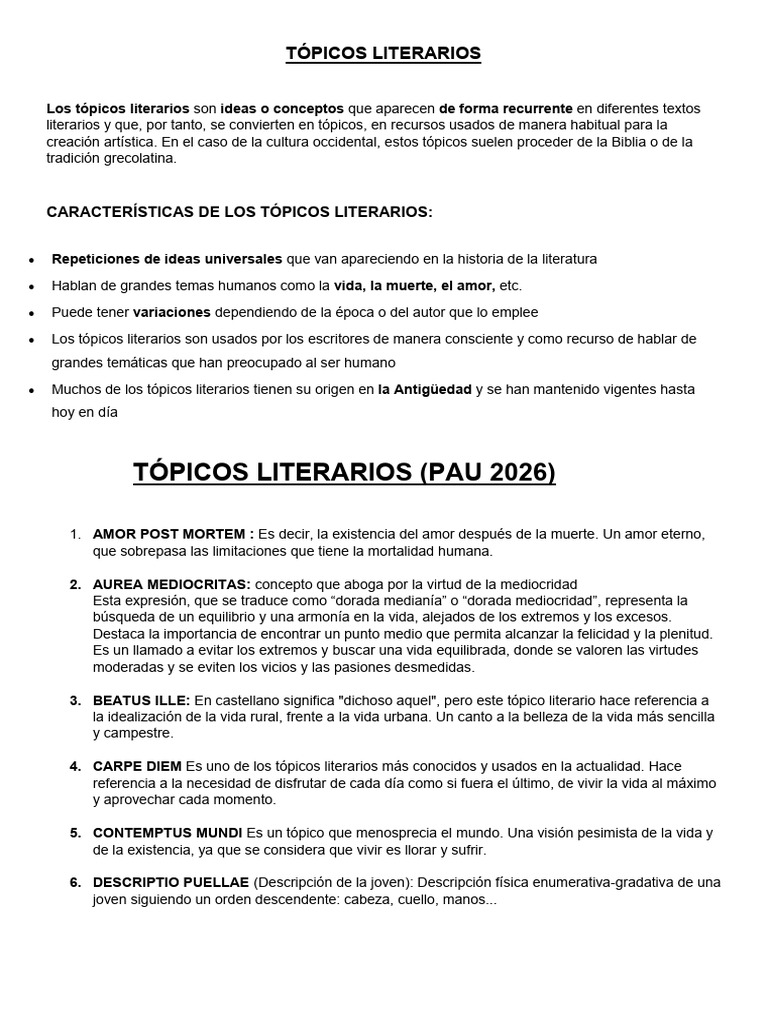 Tópicos Literarios | PDF | Amor | Virtud