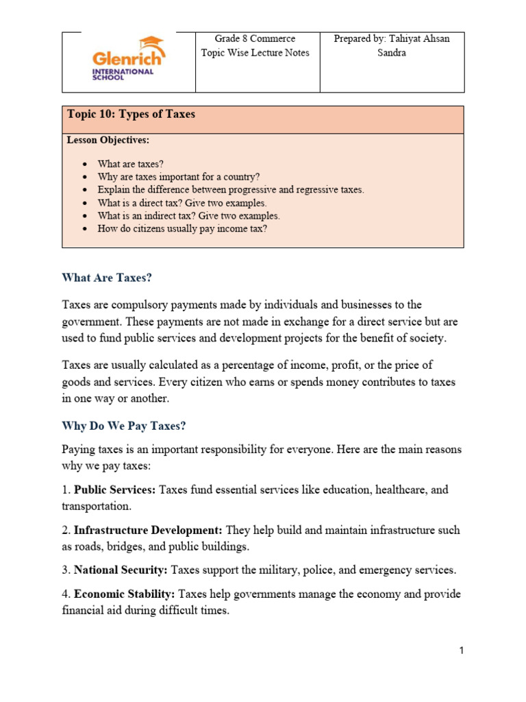 Topic 10 Types of Taxes | PDF | Taxes | Indirect Tax