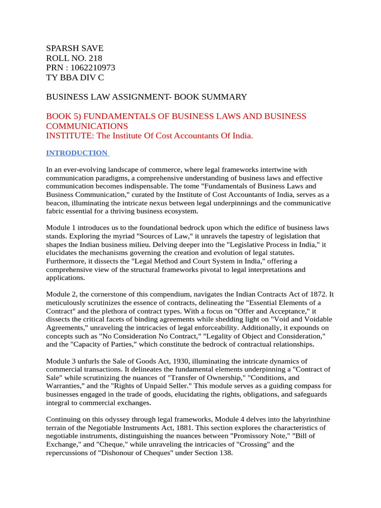 Sample Book Review | PDF | Negotiable Instrument | Communication