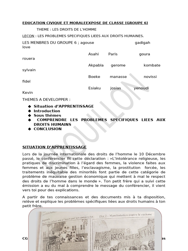 Expose de Classe 2025 Valide | PDF | Abus sur mineur | La discrimination