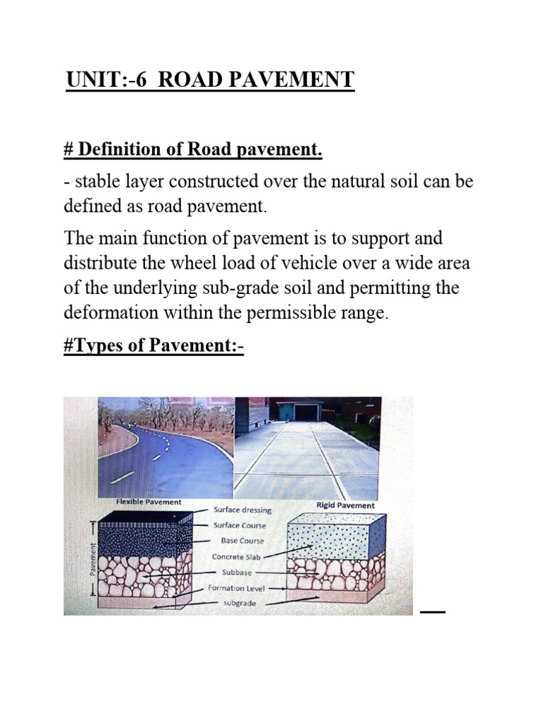 UNIT 6 Road Pavement | PDF | Road Surface | Concrete