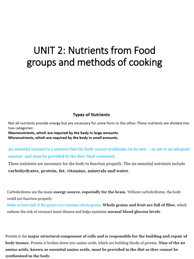 Unit-2 Nutrition New | PDF | Carbohydrates | Vitamin D