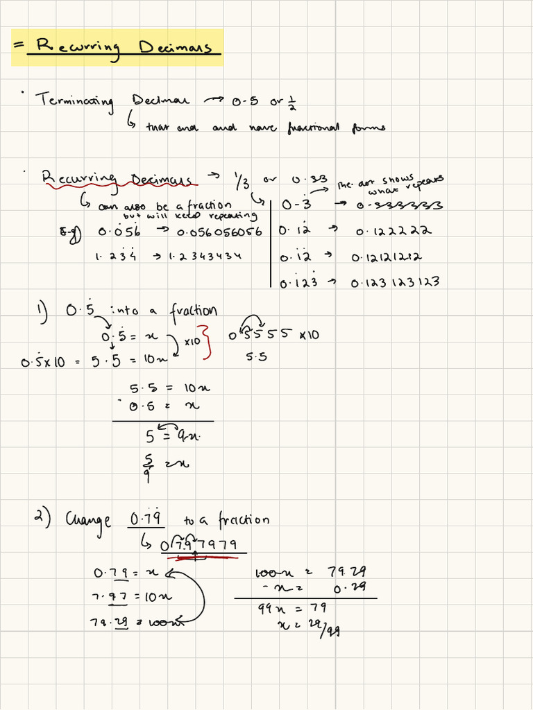 Reuccuring Decimal | PDF