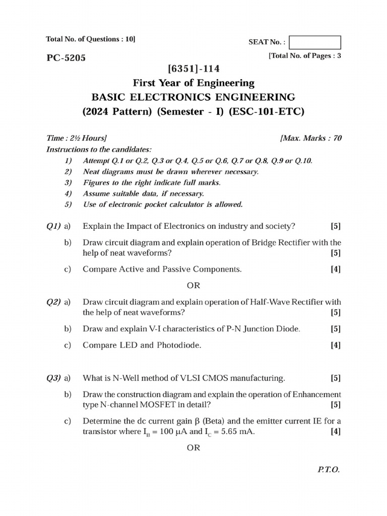 BXE Paper Solution 2024 Pattern | PDF
