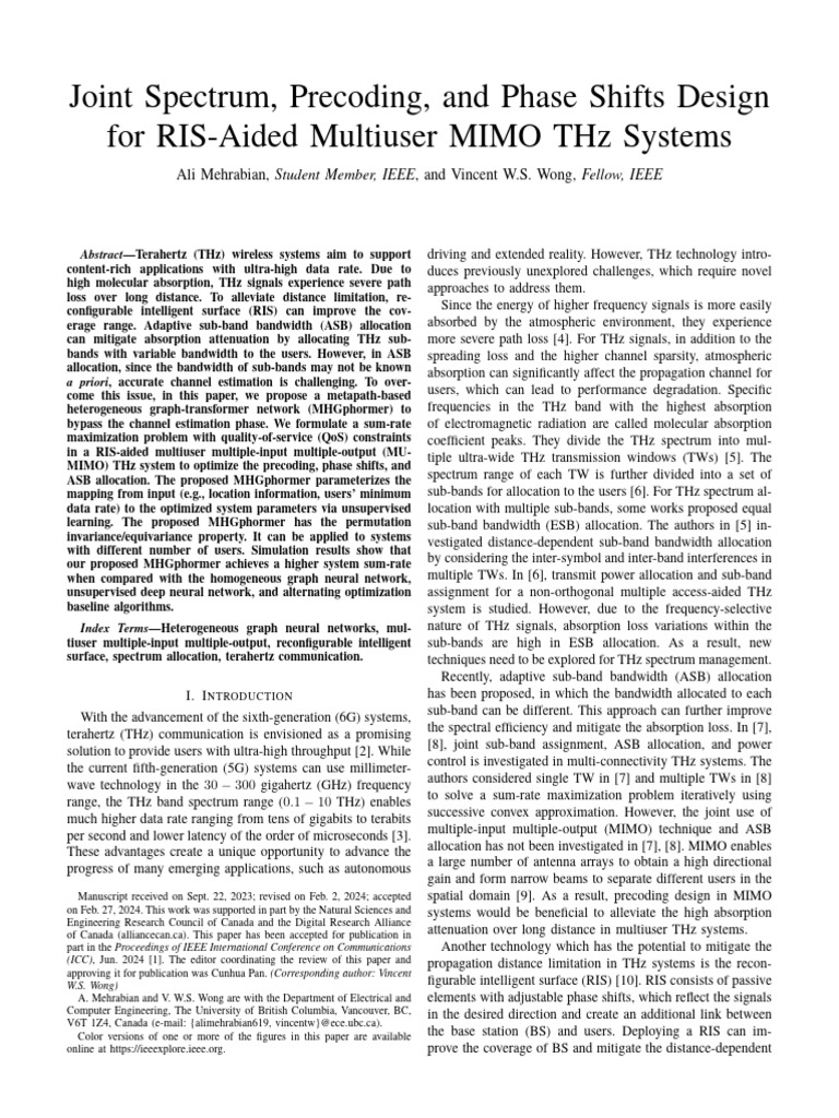 Joint Spectrum, Precoding, And Phase Shifts Design for RIS Aided | PDF ...