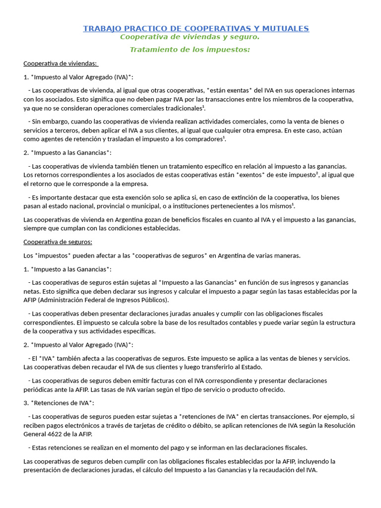 Trabajo Practico de Cooperativas y Mutualesarreglado | PDF | Tarjeta de ...