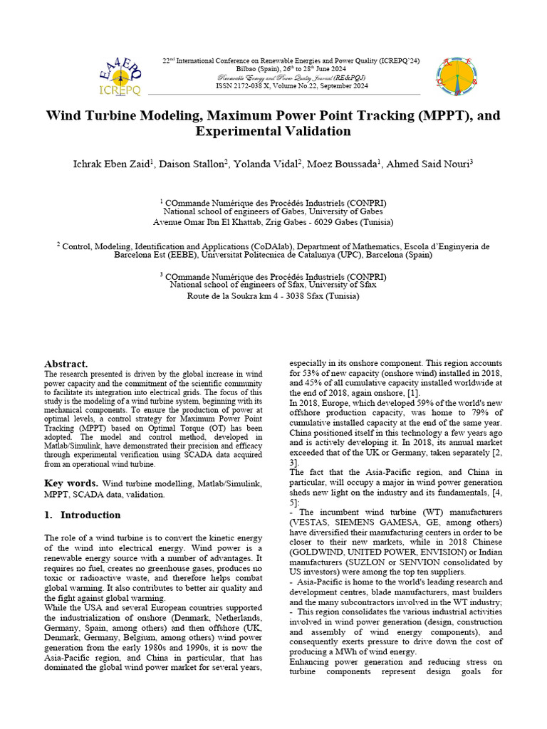 Wind Turbine Modeling Maximum Power Point Tracking | PDF | Turbine ...