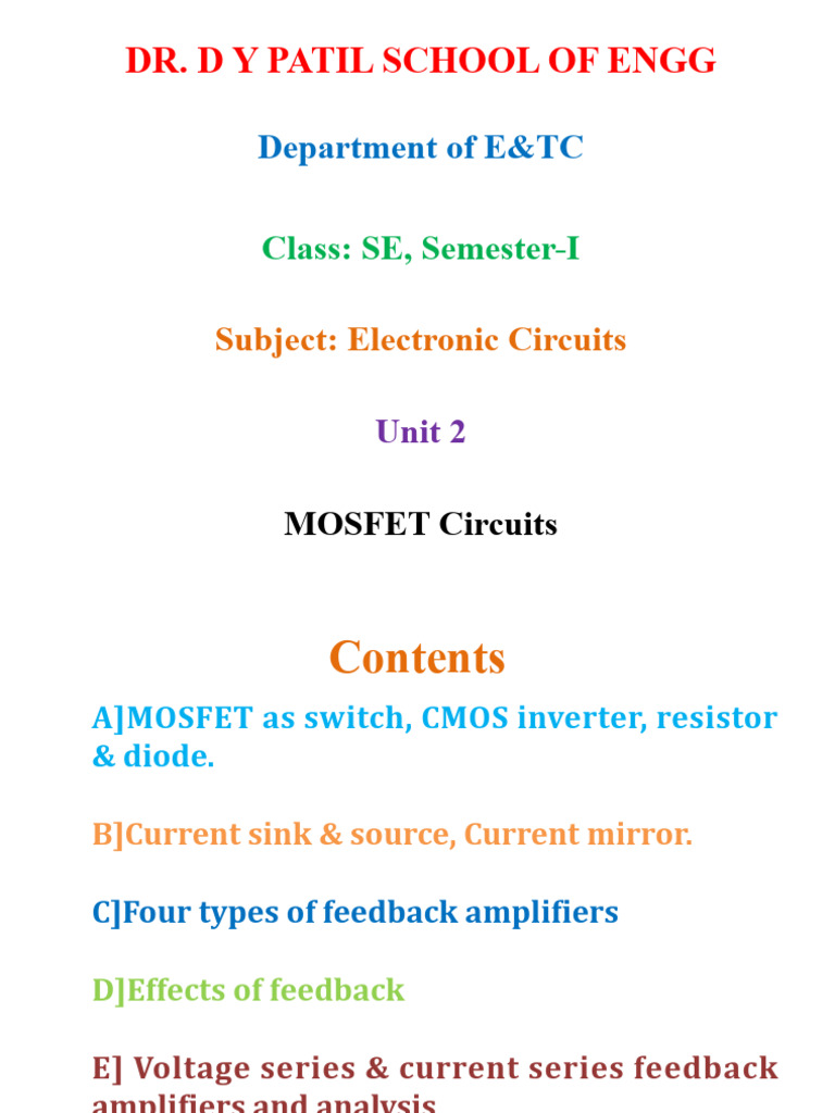 2.unit II MOSFET Circuits | PDF | Amplifier | Logic Gate
