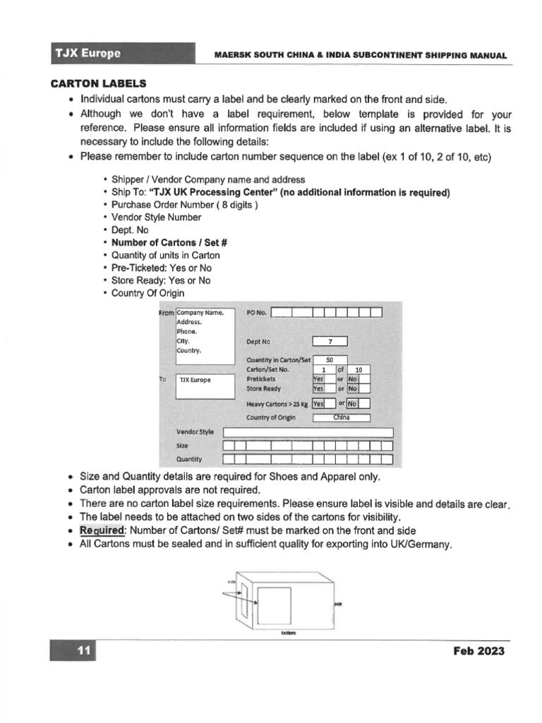 Box Marking TJX | PDF