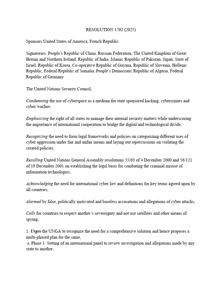 RESOLUTION 1762 (2025) | PDF | United Nations | International Relations