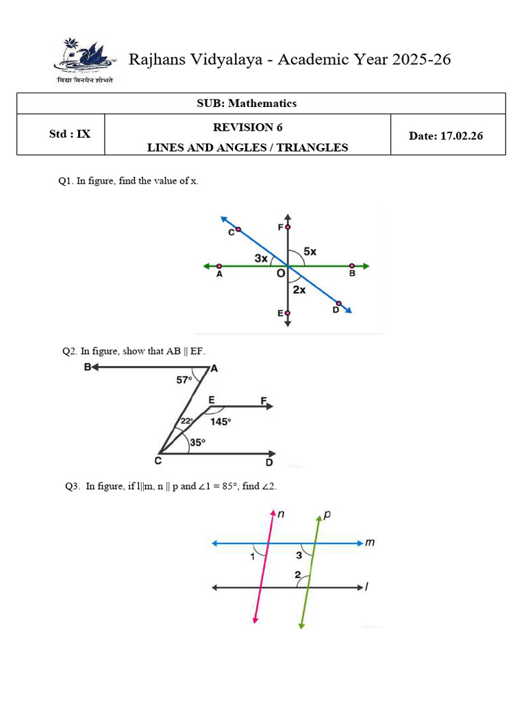 Revision 6 Lines and Triangles | PDF