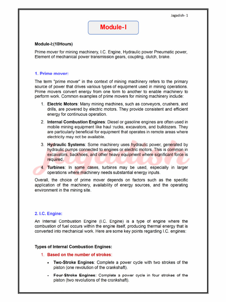 Machinery Module 1 | PDF