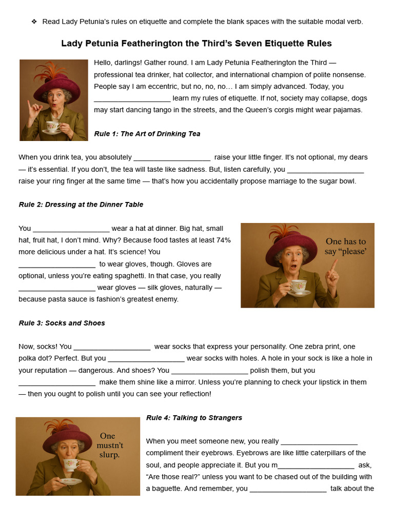 Lady Petunia's Rules On Etiquette | PDF