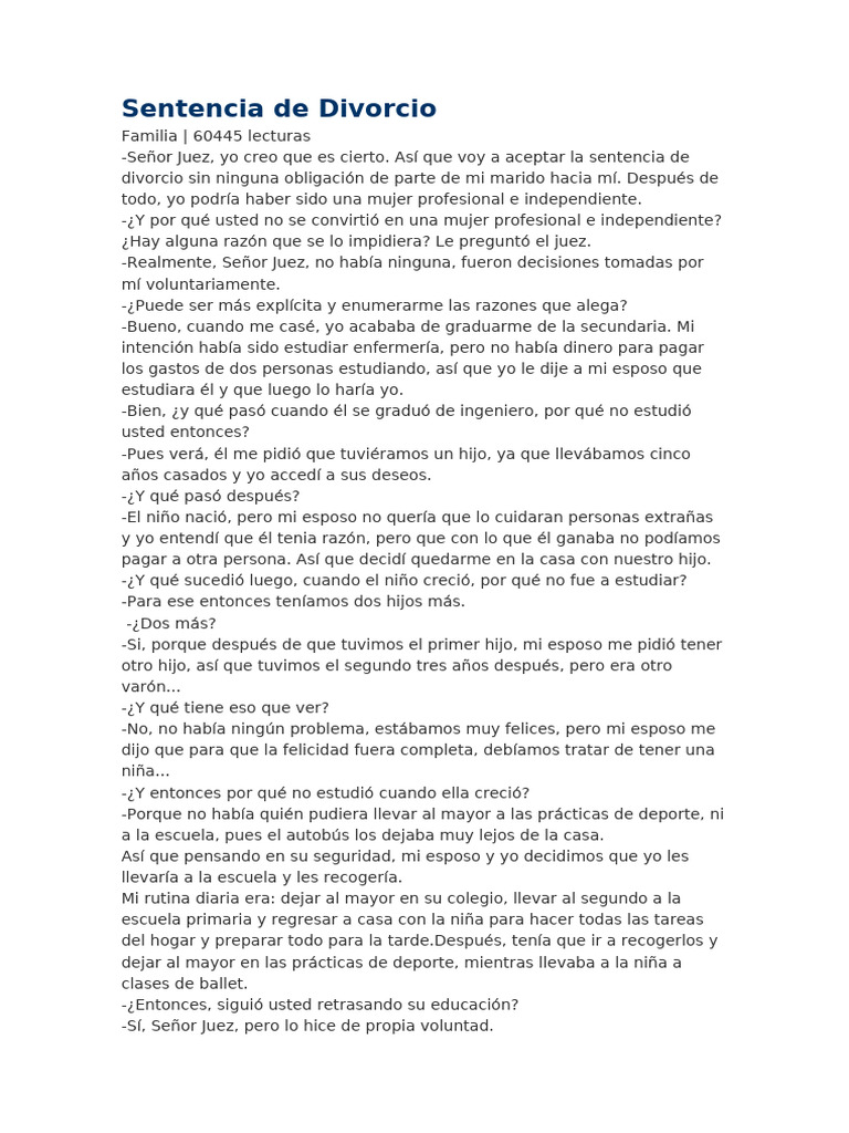 Sentencia de Divorcio | PDF | Divorcio