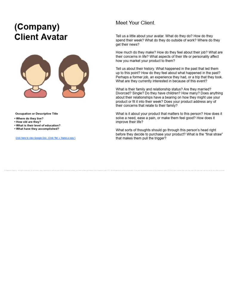 Imperium Client Avatar Worksheet | PDF