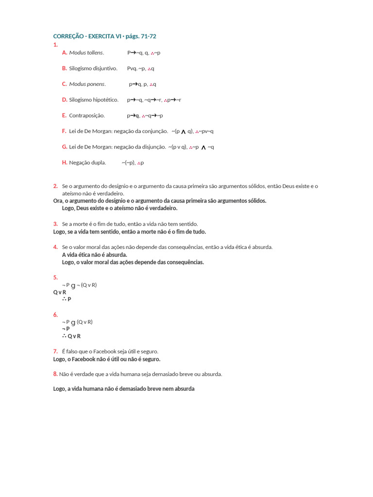 EXERCITA VI - Pág. 71 - 72 | PDF