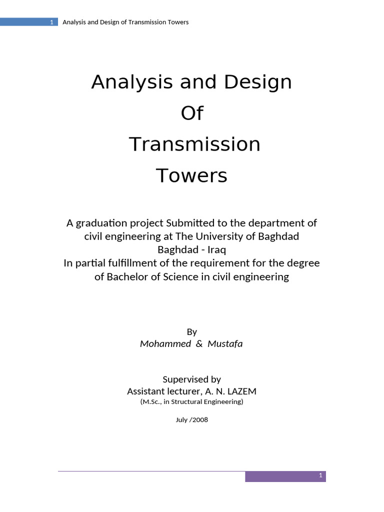 Analysis and Design of Transmission Towers | PDF | Electric Power ...