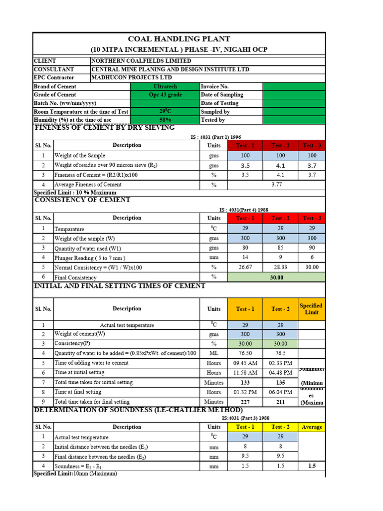 Cement Test PDF | PDF