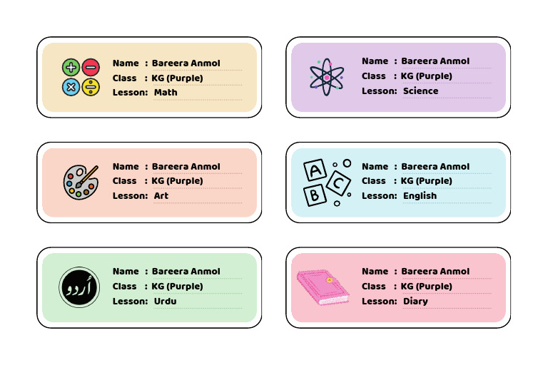 Yellow and Blue Colorful Simple Student Name Label | PDF