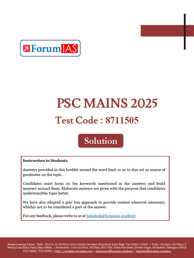 UPPSC 2025 Full Length Test 5 Sol Eng | PDF