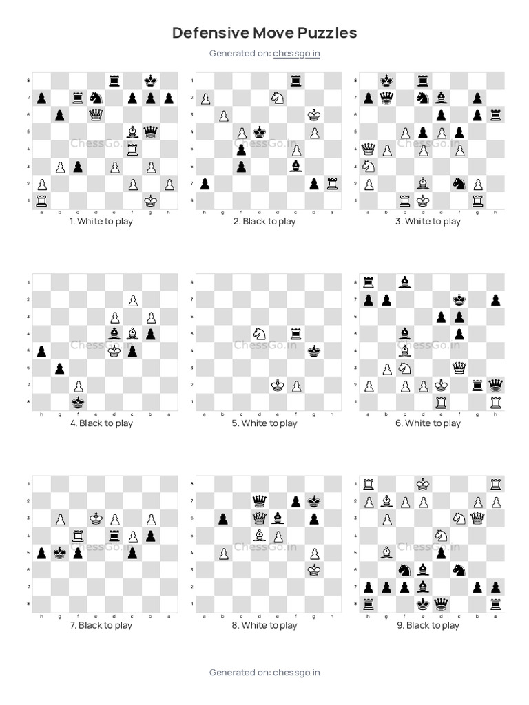 Defensive Move Chess Puzzles _ Hard Difficulty _ ChessGo.in | PDF ...