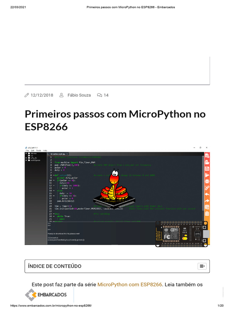 Primeiros Passos Com MicroPython No ESP8266 - Embarcados | PDF ...