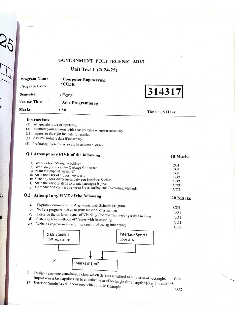 Java Sessional Papers | PDF