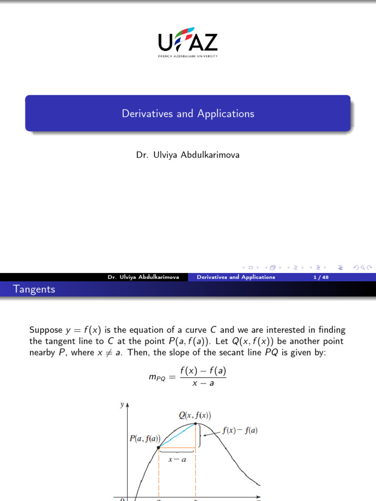 Derivatives Applications | PDF | Tangent | Derivative