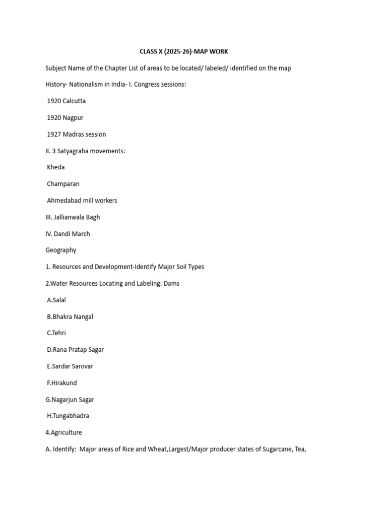 Resource 20251203143654 Class X (2025-26) - Map Work | PDF