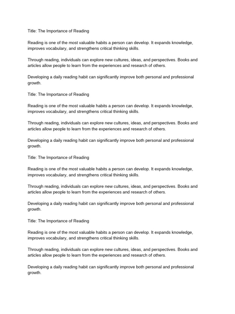 The Importance of Reading | PDF | Critical Thinking | Vocabulary